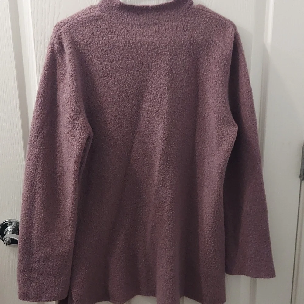 J Jill Women's Purple Wool Side Split Sweater Medium Stretch